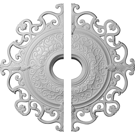 Ekena Millwork Orleans Ceiling Medallion, Two Piece (Fits Canopies up to 8 1/4"), 38 3/8"OD x 6 5/8"ID x 2 7/8"P CM38OL2
